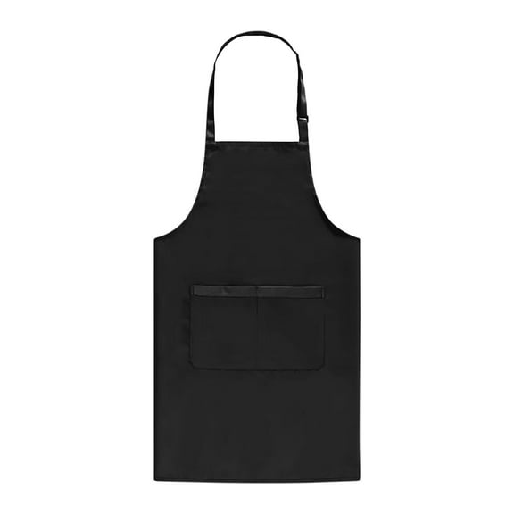 Black Apron With Pockets, Kitchen Chef Apron With Polyester Material, Double Front Pockets And Adjustable Straps For Cooking, Cleaning And Grilling, 27.6X29.5In 0.5Lb