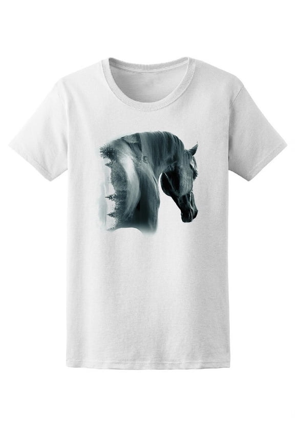 Black Arabian Stallion Horse T-Shirt Women -Image by Shutterstock, Female XX-Large