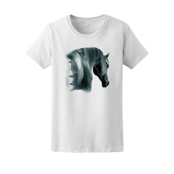 Black Arabian Stallion Horse T-Shirt Women -Image by Shutterstock, Female x-Large