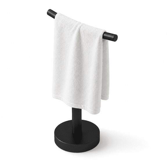 Black Arc-shaped Rod Freestanding Towel Holder for Bathroom and Kitchen