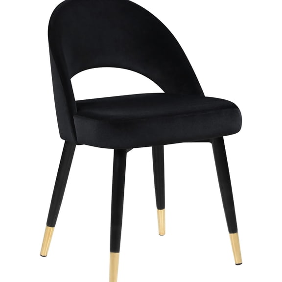 Black Arched Back Chairs Of 2 - Mid-century Glamour With Faux Leather And Gold Details Modern Dining Seat Stylish Legs