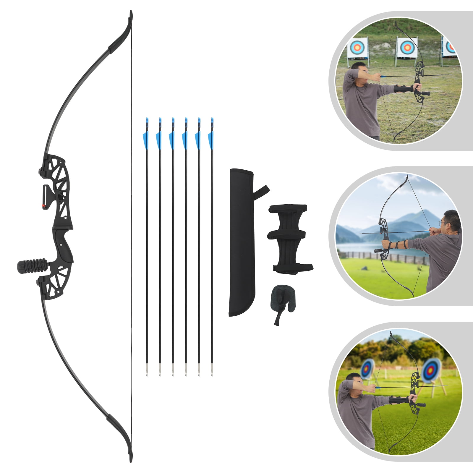 Black Archery Bows for Adults, Recurve Bow and Arrow Set for Adults & Beginners,Magnesium-Aluminum Alloy Takedown Recurve Bow 51" Right Handed Ergonomic Design for Outdoor Training Practice (40LBS)