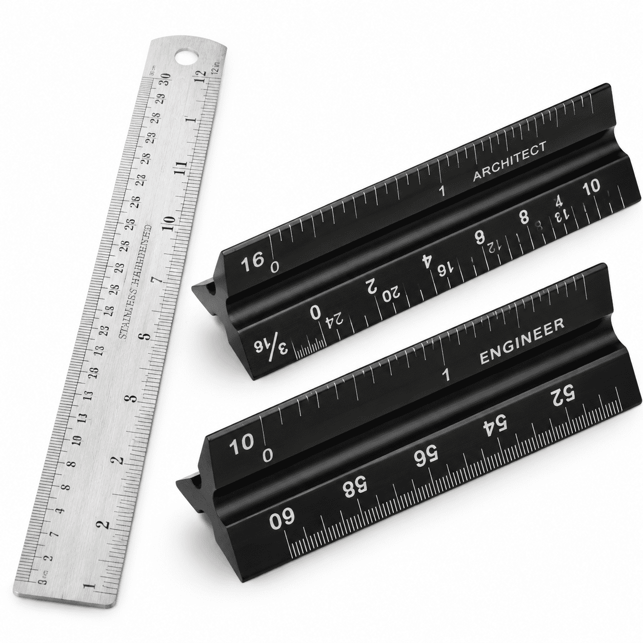 Black Architect / Black Engineer 12-inch 3-piece Stainless Steel Metal ...