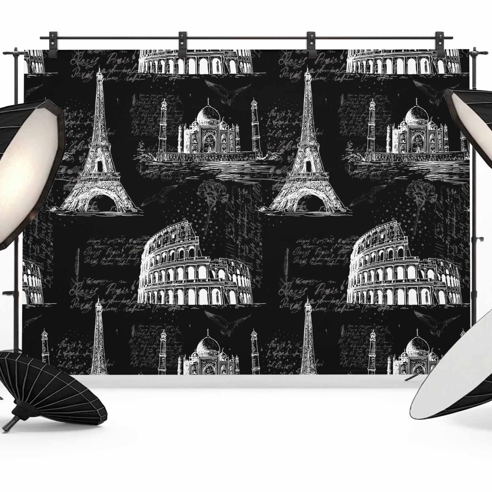 Black Architecture Photography Backdrop 10x8FT, Retro Classic Black ...