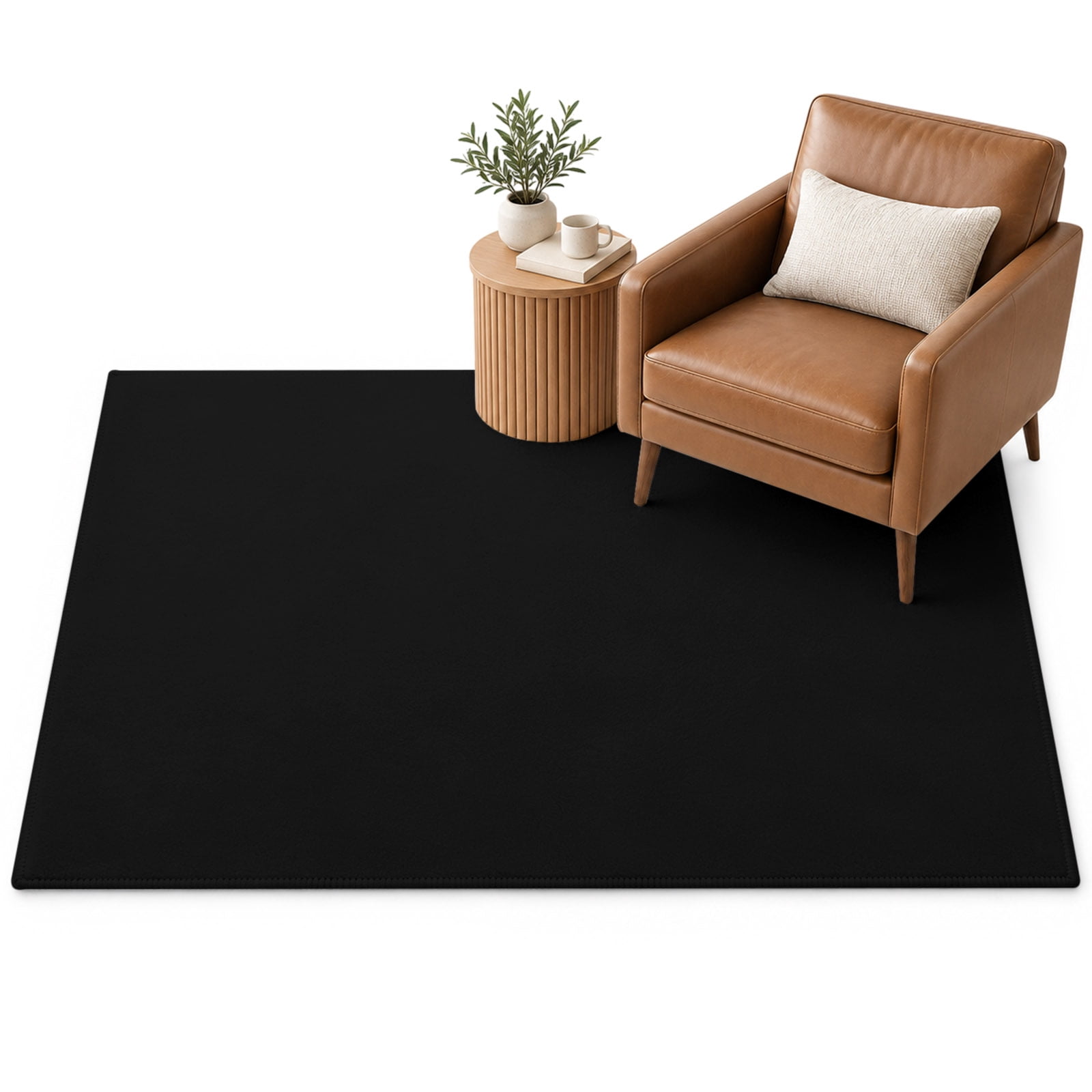 Black Area Rug 4'x6', Solid Color Soft Mat Non-Slip Silicone Backing ...