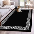 thumbnail image 1 of Black Area Rugs 3x5 ft Greek Chinese Style Border Geometric Washable Rug Non Slip Indoor Carpet Absorbent Floor Mat for Living Room Bedroom Dining Room, 1 of 9