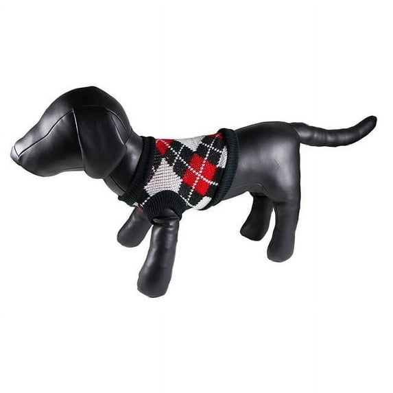 Black Argyle Turtleneck Dog Sweater - Extra Large