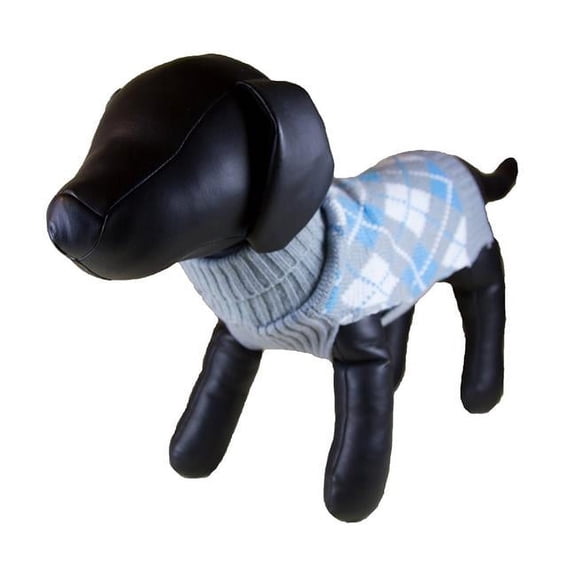 Black Argyle Turtleneck Dog Sweater - Small