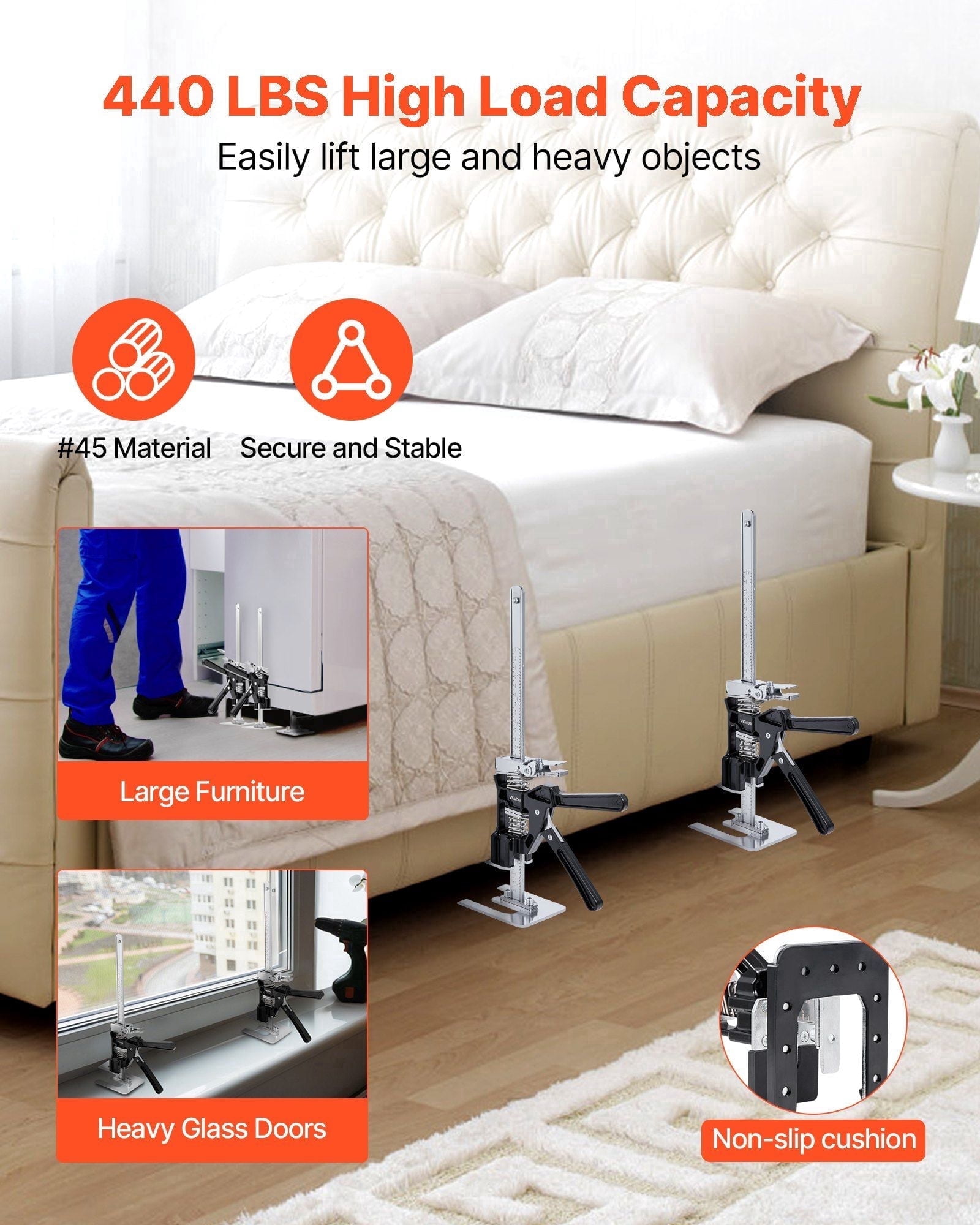 Black Arm Jack 2-Pack – 440lbs Capacity, 2 Versatile Modes, Lift up to 9.3", Durable