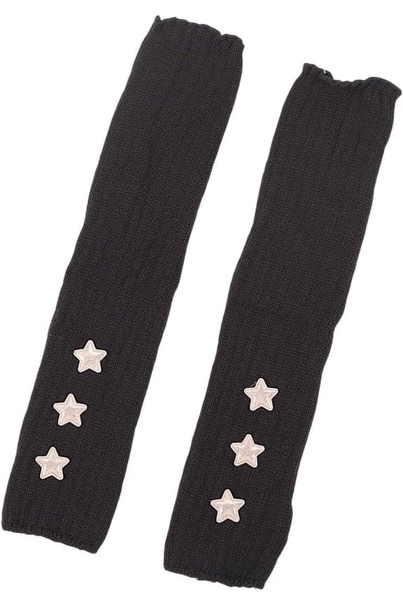 Black Arm Warmers Sleeves Star Women Knitted Japanese Harajuke Cosplay Lolita Wool Yarn Knitted Gothic Fingerless Mittens Thumb Hole Gloves for Women Girls diy