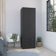 Black Armoire Storage with Drawers and Doors 70" Tall