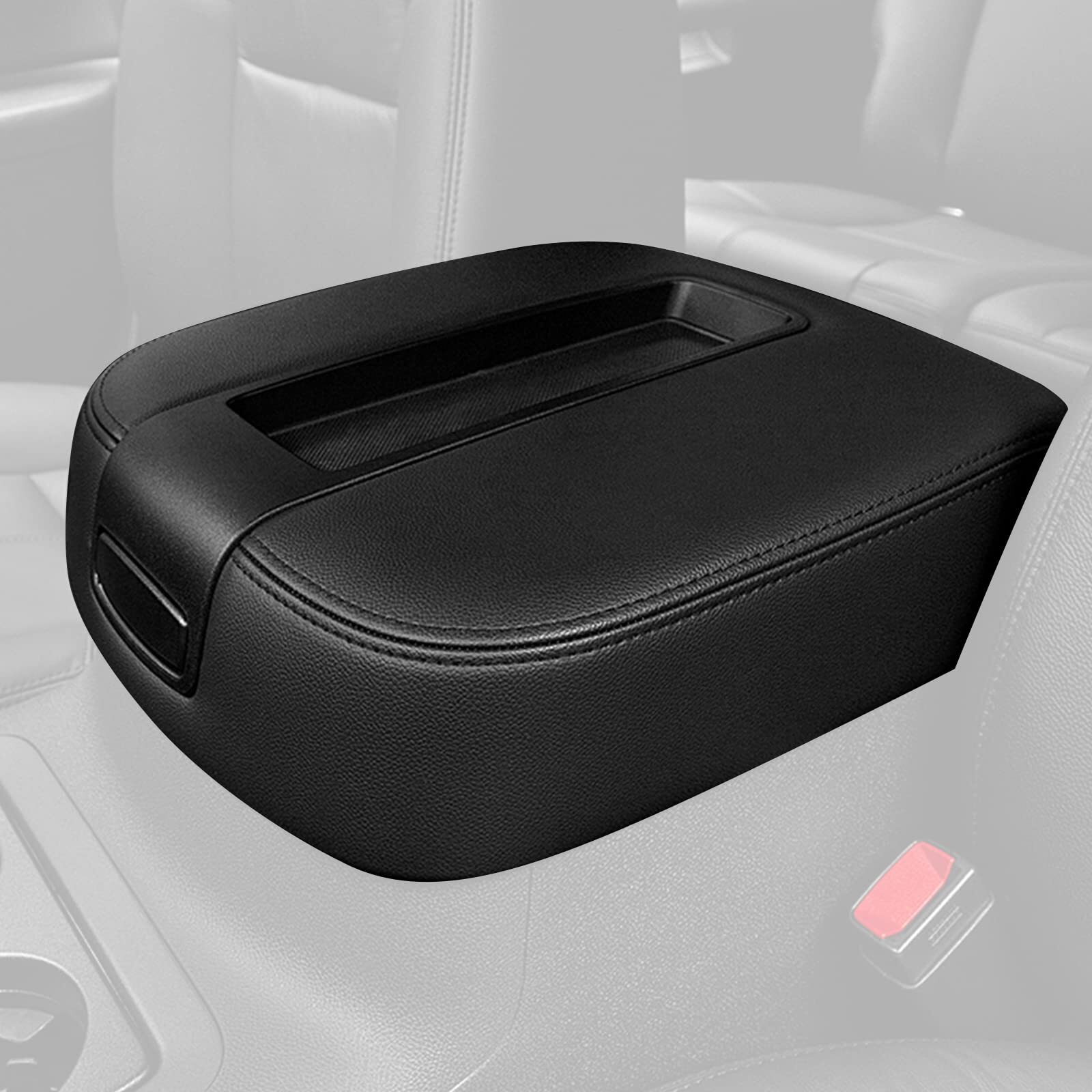 Black Armrest Cover Seat Separator Center Console Lid Assembly