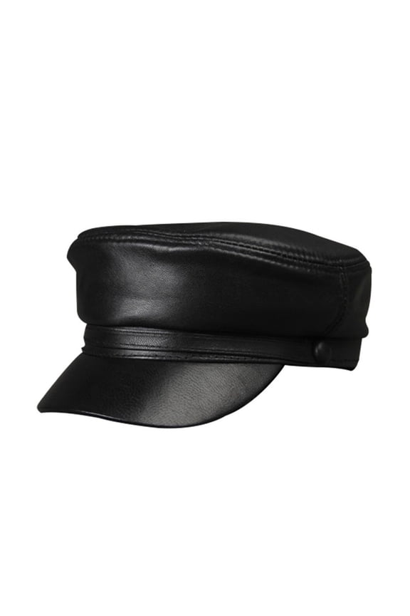 Black Army Hat Women Genuine Leather Casual Mili-tary Caps Men Vintage Real Leather Luxury Classic Leather Caps ,Soft Feel