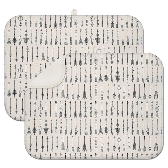Black Arrow Pattern Dish Drying Mat for Kitchen 1 Pack, Ultra Absorbent Microfiber Dishes Drainer Mats,18"x24"