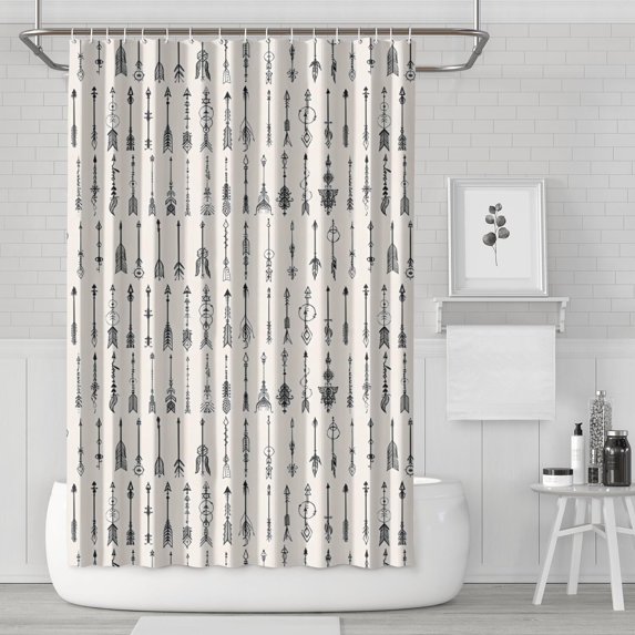 Black Arrow Pattern Shower Curtain 72"x72" ,Bathroom Decorative Shower Curtains Set with 12 Hooks,Modern Waterproof Washable Shower Curtain