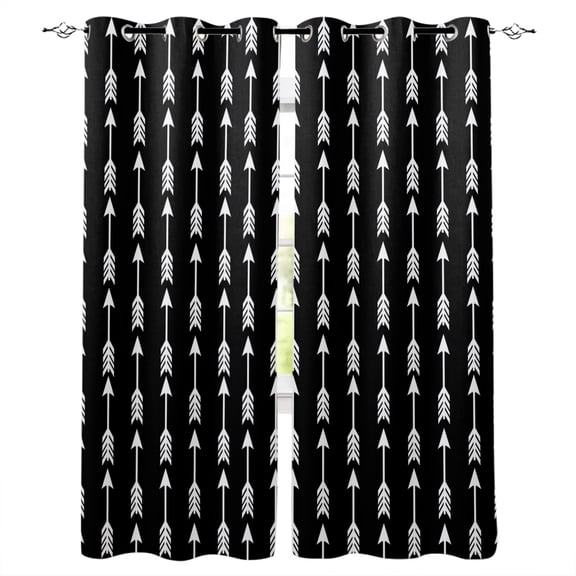 Black Arrows Blackout Curtains for Bedroom Living Room Darkening Curtains 90 Inch Modern Abstract Art Ethnic Tribal Black Out Window Curtain Privacy Window Treatment Grommet Drapes 52"x90"x2
