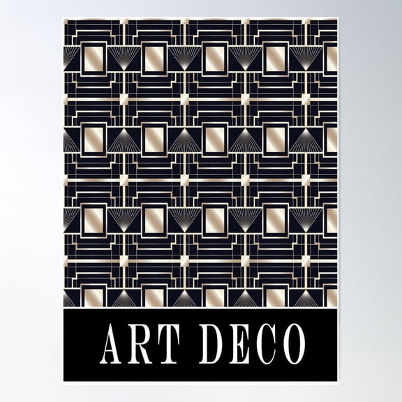 Black Art Deco Patterns Poster Wall Art, Modern Wall Decor For Living Room Bedroom, 8x12 UNFRAMED