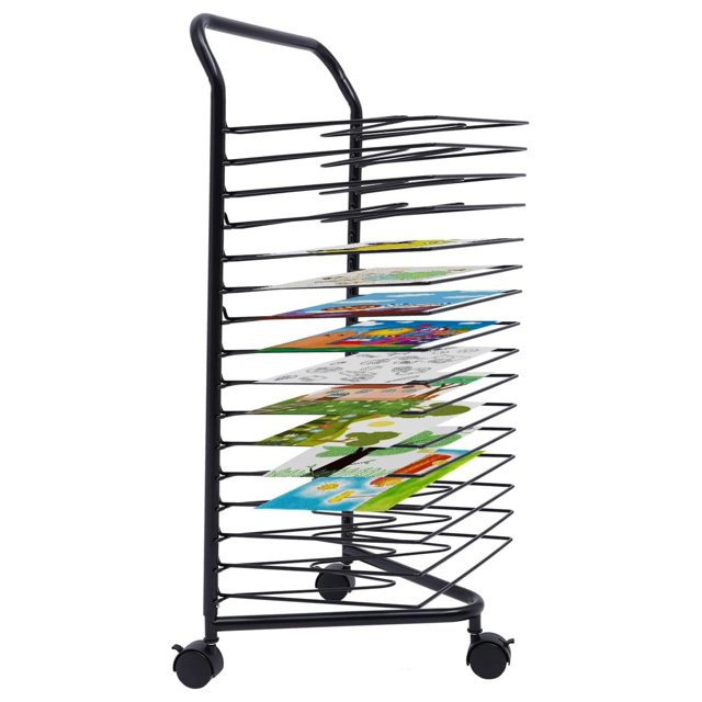 Black Art Drying Rack Artwork Storage Display Rack with Wheels for ...