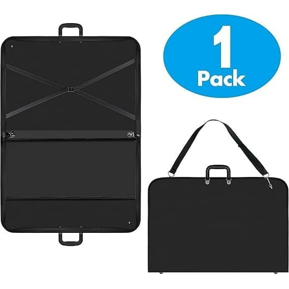 Black Art Portfolio Case Artist Carrying Portfolios with Shoulder Strap(19” x14.7”x1.5”)