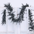 thumbnail image 1 of Black Artificial Flowers Black Eucalyptus Garlands Halloween Garland Black Leaf Garland with Flowers Fake Floral Greenery for Halloween Party Decor Home Backdrop Wall Fall Decor(Black), 1 of 5