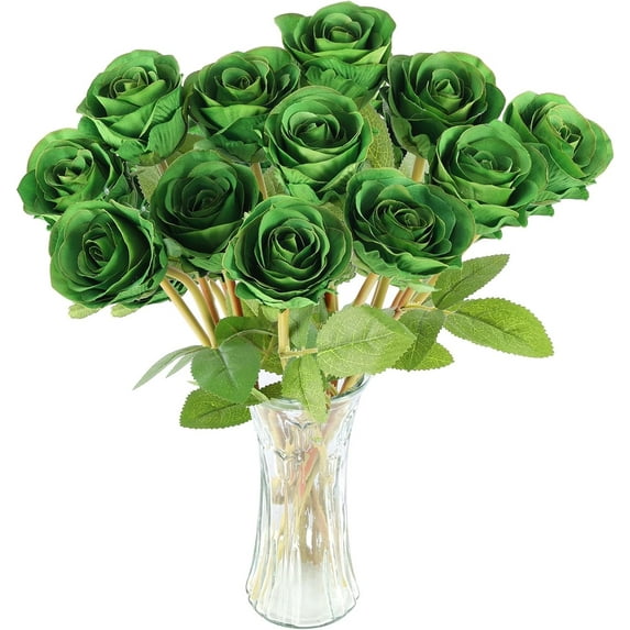 Black Artificial Roses for Flower Arrangement, 12 Pcs Silk Black Roses Bouquet for Halloween Home Decoration, Faux Black Roses for Halloween and Gothic Decoration (12, Black)