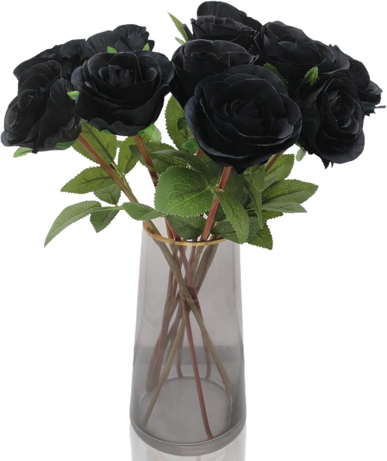 Black Artificial Roses for Flower Arrangement, 12 Pcs Silk Black Roses ...