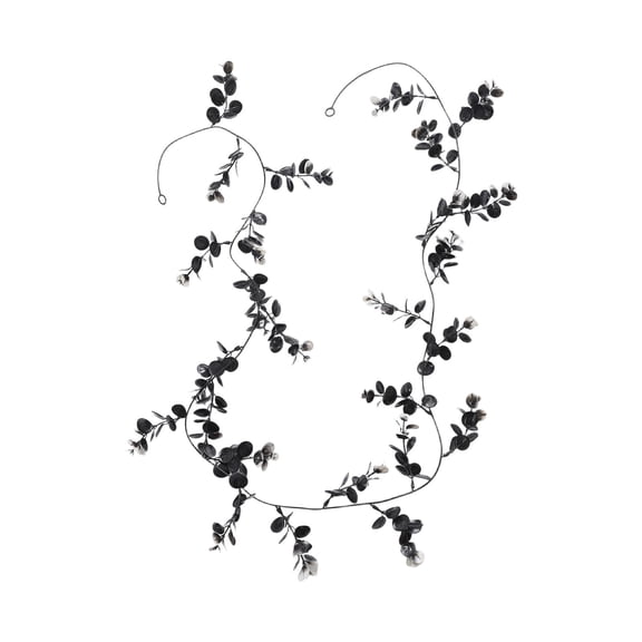 Black Artificial Vine Garland Fake Leaves Strip, Plastic Simulation Rattan Decor, Indoor Ceiling Duct Wrapping Ornament For Halloween Wedding Home Party Decor, 81.4 Inches Length