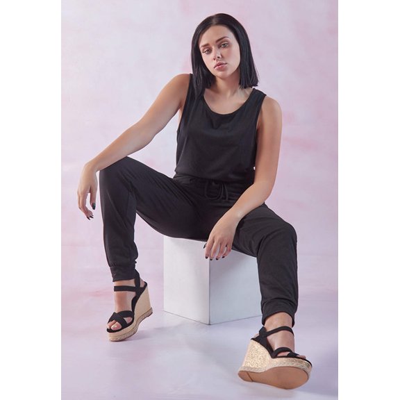 Black As Night Drawstring Jumpsuit