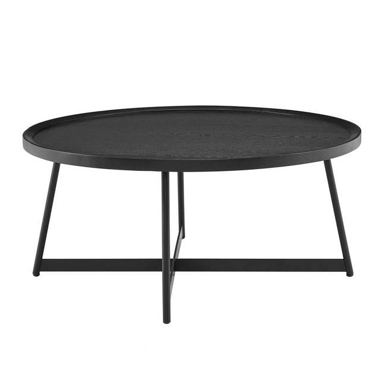 Niklaus 35" Symmetrical Round Coffee Table in Walnut and Black