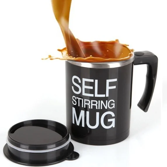 Black Auto Mixing Tea Cup Stainless Plain Lazy Self Stirring Mug Coffee Soup