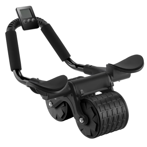 Black Automatic Rebound Ab Roller Exercise Equipment for Core Strengthening and Abs Workout