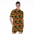 thumbnail image 1 of Black Autumn Sunflower Pattern Short Sleeve Men'S Rompers Casual Summer Jumpsuits Outfit, 1 of 4