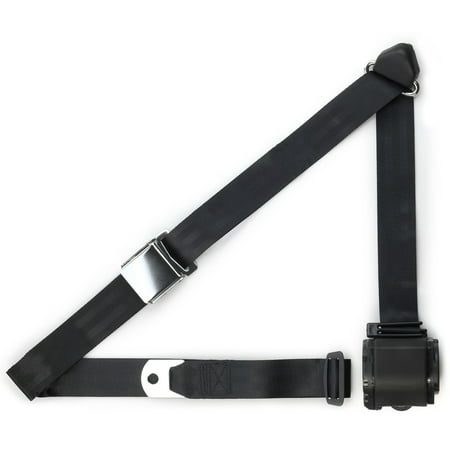 RetroBelt Black Aviation 3-Point Shoulder Belt Seat Belt Safety Classic