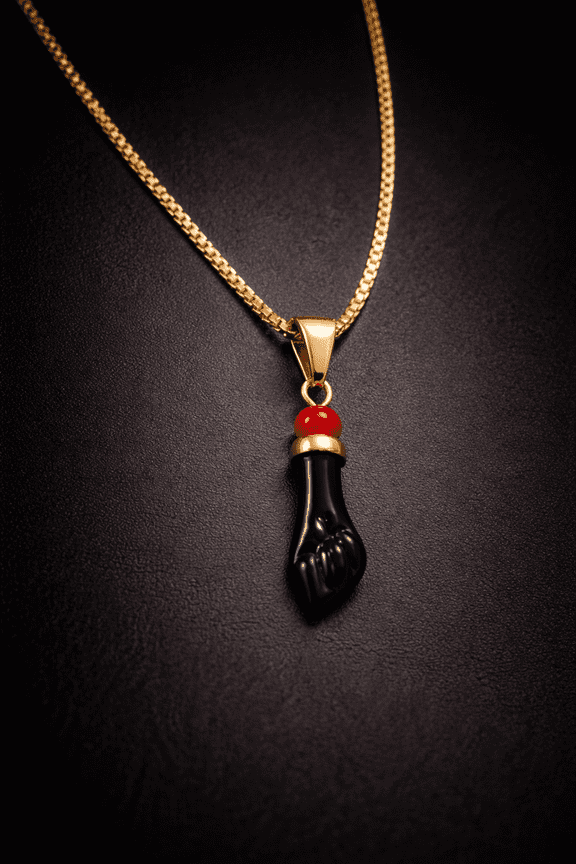 Black Azabache Hand Necklace Box Link Chain 18" INCH 18K Gold Filled For Womens / Everyday Azabache Necklace Protection Jewelry / Cadena Dije de Azabache