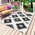 thumbnail image 1 of Black Aztec Outdoor Rug for Patio/Deck/Porch, Non-Slip Large Area Rug 5 x 8 Ft, Southwest Boho Tribal Abstract Geometric Indoor Outdoor Rugs Washable Area Rugs, Reversible Camping Rug Carpet Runner, 1 of 8
