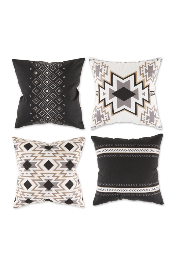 Black Aztec Print Pillow Cover (Set of 4)