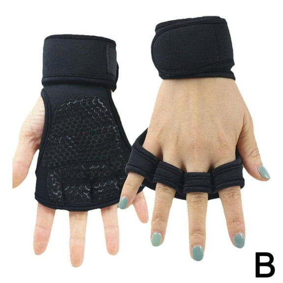 A Black (B) XL$ Gym weightlifting gloves men and women wrist non-slip half-finger sports horizontal bar equipment training pull-ups to prevent calluses
