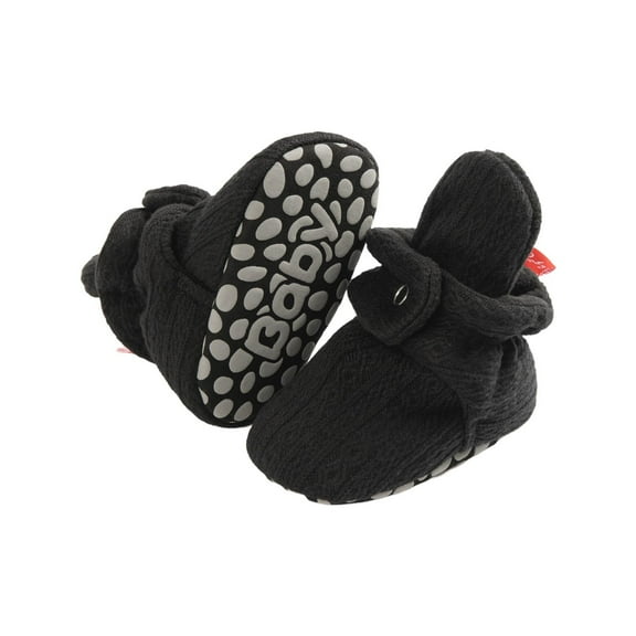 Black Baby Booties With Stripe Decoration For Fall And Winter Non-Slip Feature For New Walkers Ages 0-6 Months