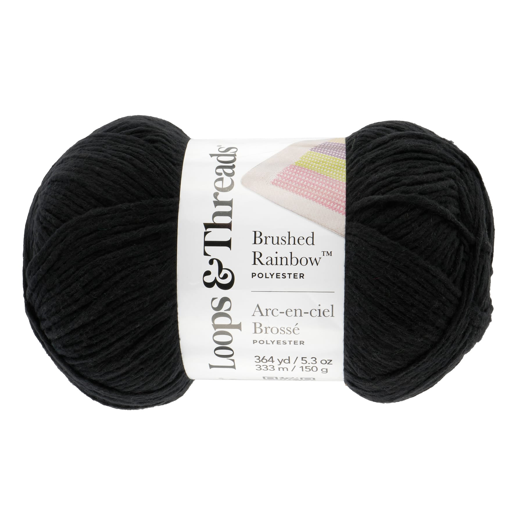 Loops & Threads Black Baby Rainbow Yarn - Medium Weight Yarn for Knitting, Crochet, Weaving, Arts & Crafts, 15 Pack