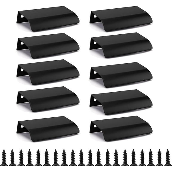 Black Back Mount Finger Edge Pull 80mm/3.15", 10 Pack Finger Edge Pull,Hidden Handle Concealed Tab Pulls for Home Kitchen Living Room Door Drawer Cabinet