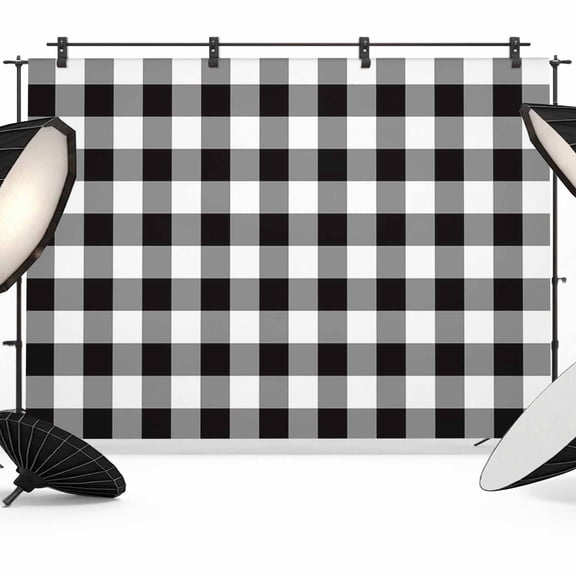 Black and Backdrop for Photography, White Checkerboard Gradient Simple Grid Theme Photo Backdrop Portrait Background Party Banner Photo Backgrounds for Studio Booth Props, 7x5ft