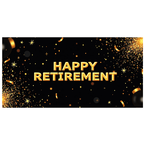 Black Background Banner with Golden Star Elements for Happy Retirement Party Retirement Decorations Photography Props Backdrop Party Supplies