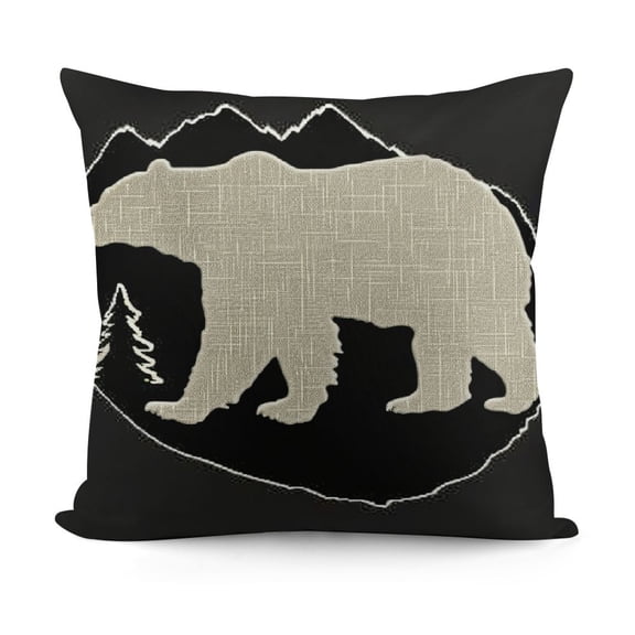 Black Background Bear Pillow Cover ,Decorative Couch Pillow Cover for Sofa Cushion Case Indoor Outdoor Home Decoration