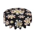 thumbnail image 1 of Black Background Colorful Floral Round Tablecloth 60in Waterproof Wrinkle-Resistant for Picnic, Party, Dining Table, 1 of 7