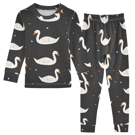 Black Background Duck Cotton Pajamas 2 Piece Set Sleepwear Soft and Comfortable Homewear Nightwear