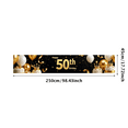 thumbnail image 1 of Black Background Glittery Happy 50th Birthday Banner with Golden Balloons Crowns and Cakes Party Supplies Photography Props Birthday Decors Backdrop, 1 of 8