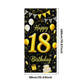 thumbnail image 1 of Black Background Gold Elements 18th Happy Birthday Banner Party Decoration Photography Props Backdrop for Birthday Parties Celebrations Events Photo Shoots, 1 of 7