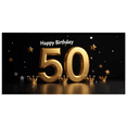 thumbnail image 1 of Black Background Happy 50th Birthday Banner with Golden Balloons Crowns Stars and Cakes Party Decoration Backdrop for Birthday Parties Photography Props Celebrations, 1 of 8
