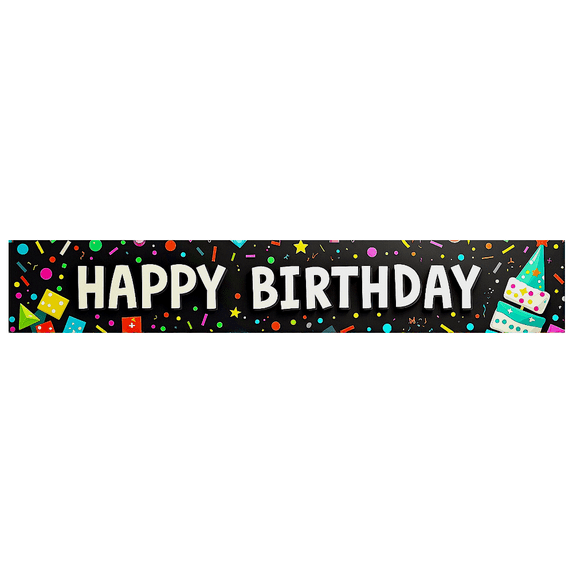 Black Background Happy Birthday Banner with Colorful Party Elements Backdrop Party Supplies for Birthday Party Decorations Photography Props Birthday Decoration