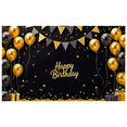 thumbnail image 1 of Black Background Happy Birthday Banner with Gold Black Balloons Star Elements Party Supplies Backdrop Decorations for Birthday Party Photography Props Celebrations, 1 of 8